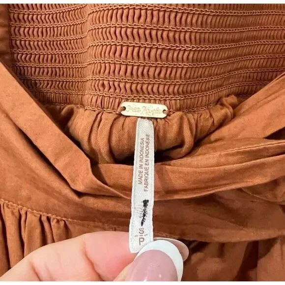 Free People Button Front Lined Midi Skirt Mustard Orange Size Small - Picture 8 of 11